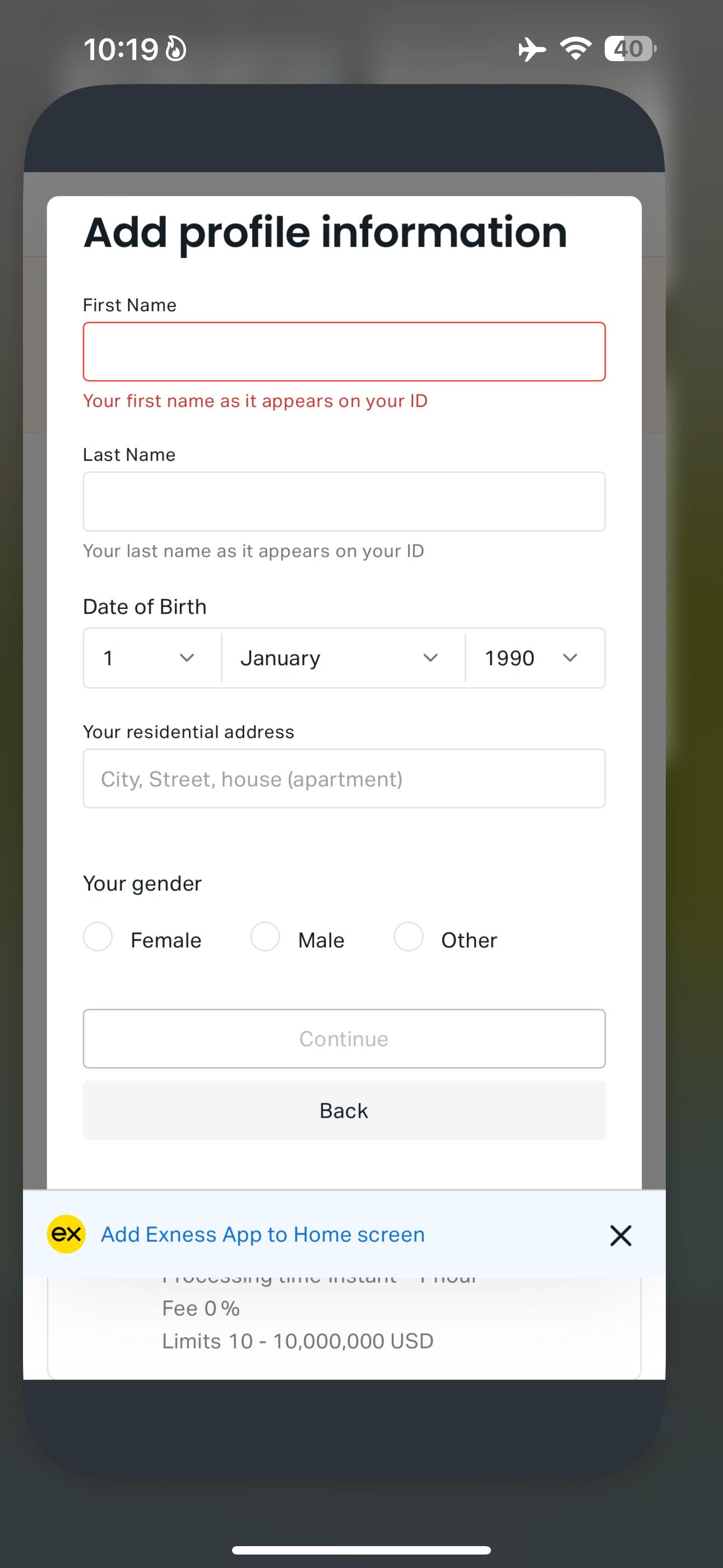 Step 10 — Date of birth